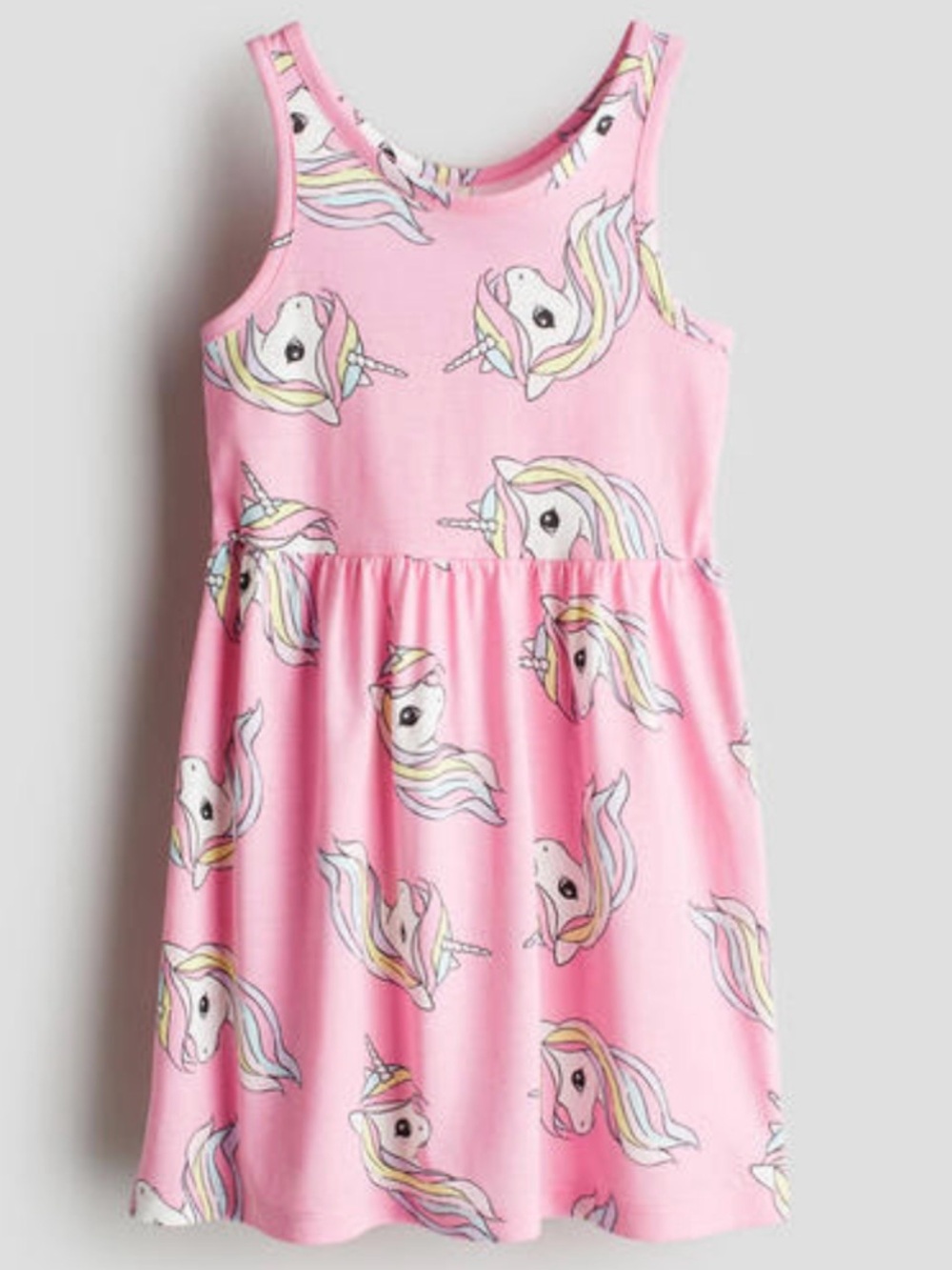H&M | Unicorn Print Cotton Tank Dress - Pink (8/10)